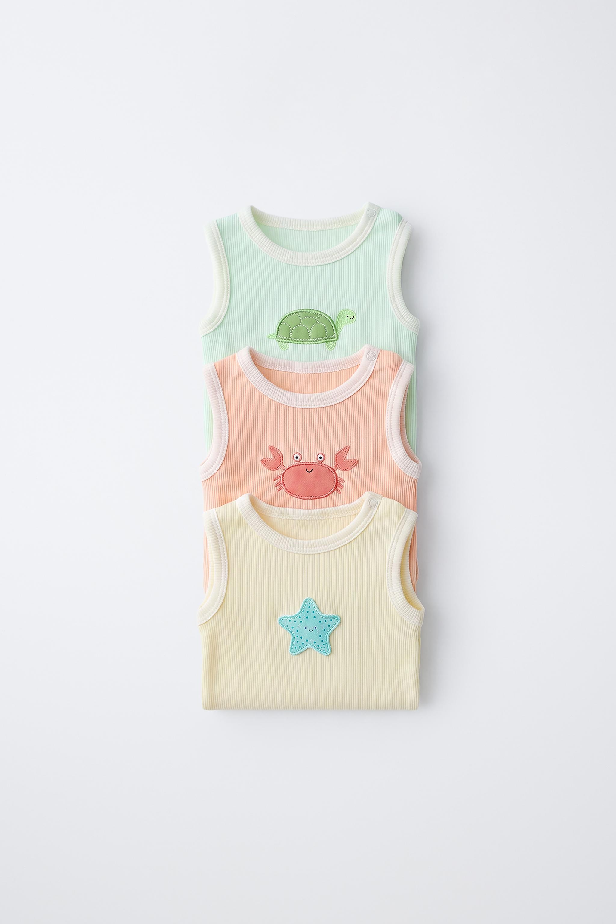 THREE-PACK OF SLEEVELESS BODYSUITS WITH PATCHES